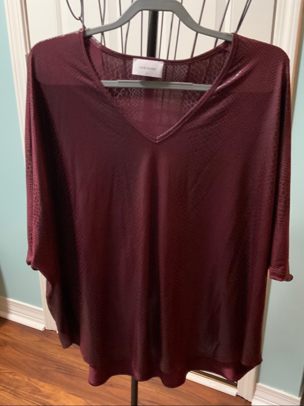 Adrienne V-Neck Dolman Tunic in Deep Wine